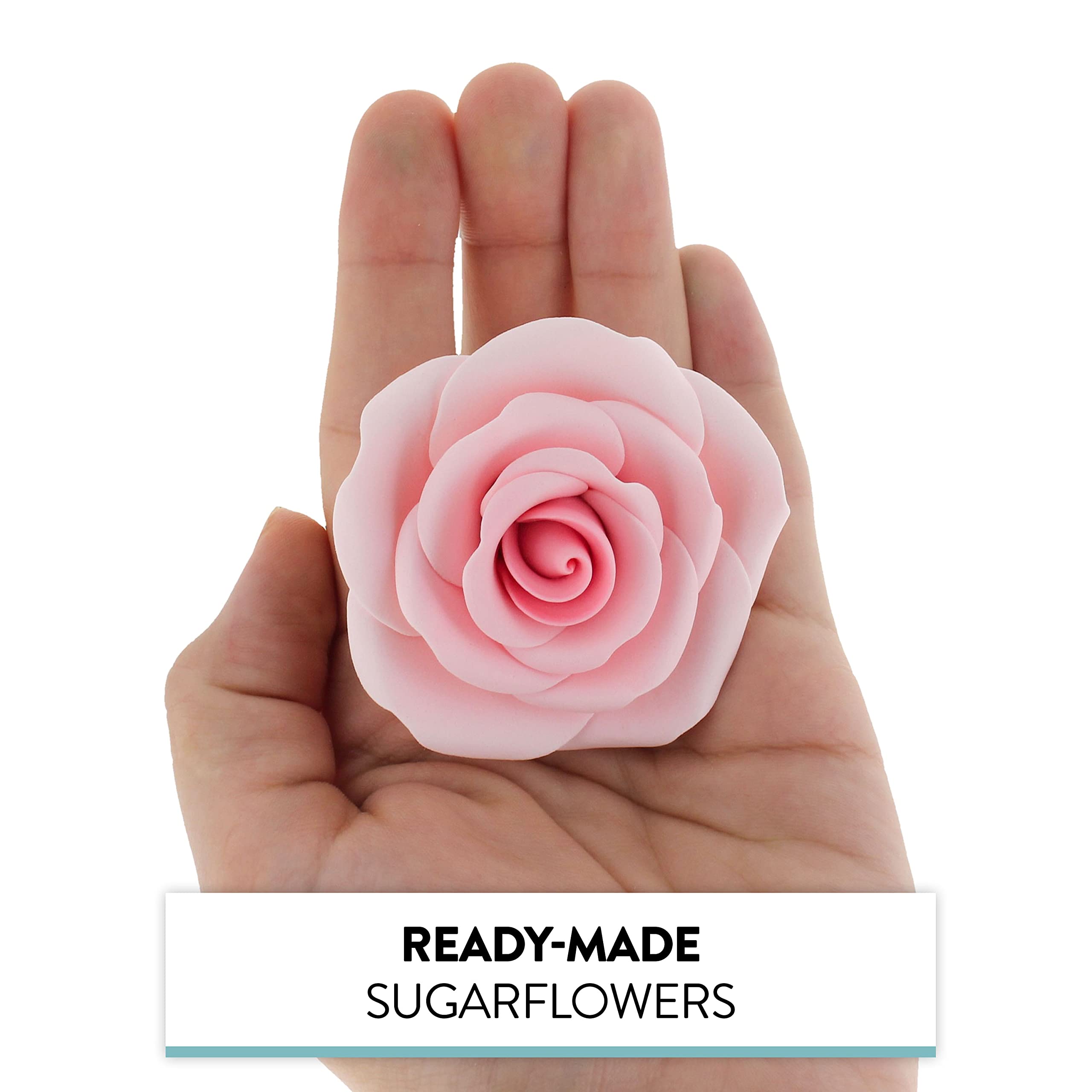 Shrub Rose Sugar Flowers for Cakes, by Global Sugar Art, Large, Pink