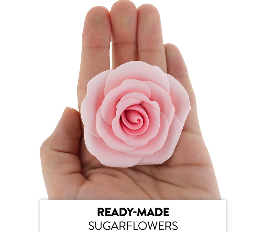 Shrub Rose Sugar Flowers for Cakes, by Global Sugar Art, Large, Pink