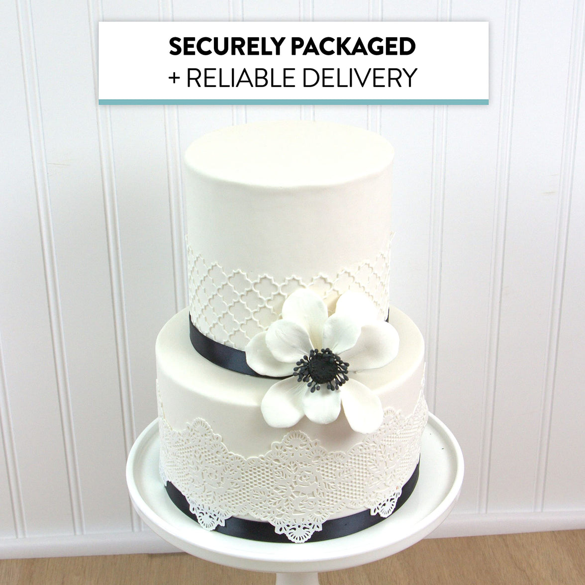 Global Sugar Art Sugar White and Black Anemone by Chef Alan Tetreault, 3 Count