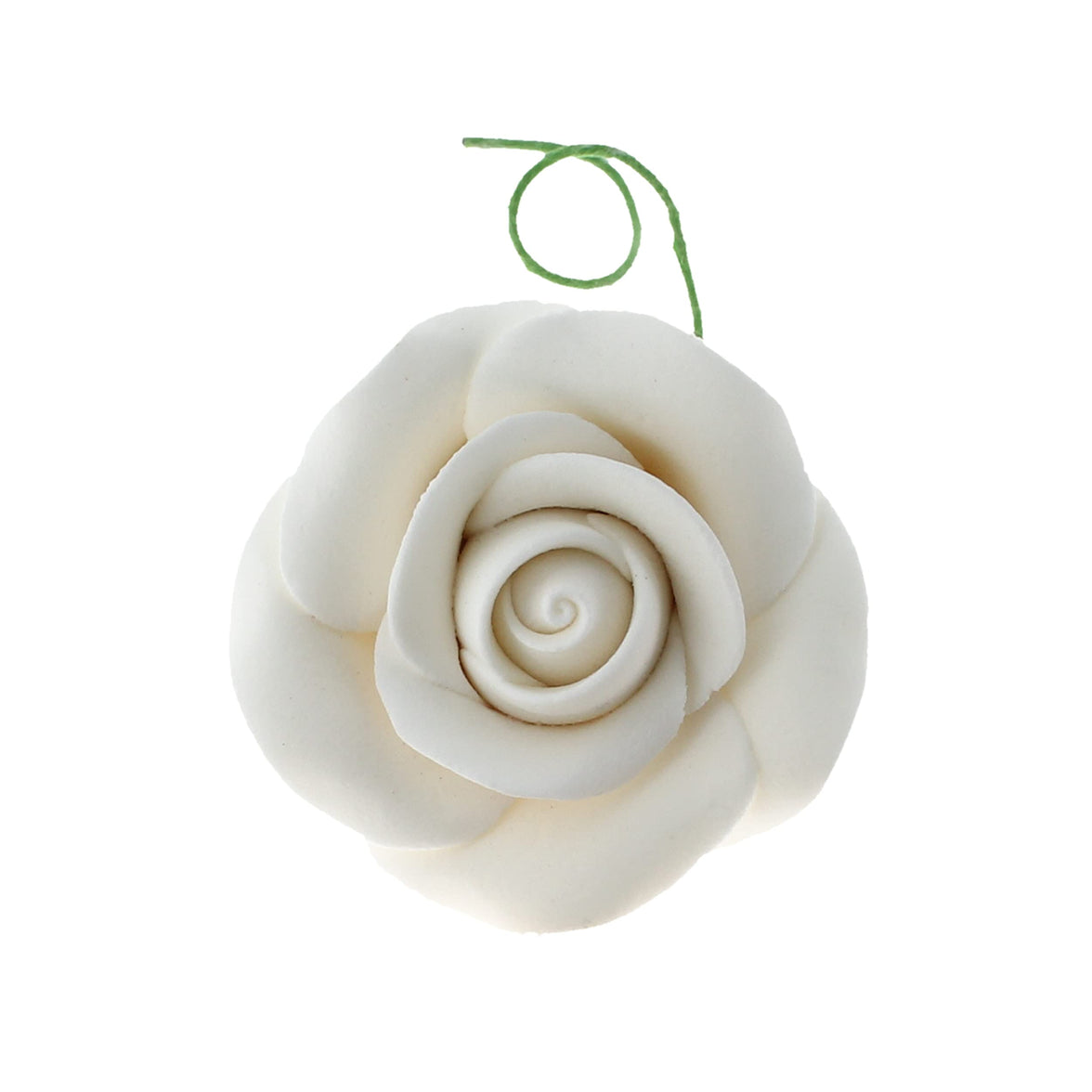 Classic Tea Rose Sugar Cake Flowers, by Global Sugar Art, Wired, White, Small-Medium