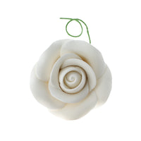 Classic Tea Rose Sugar Cake Flowers, by Global Sugar Art, Wired, White, Small-Medium