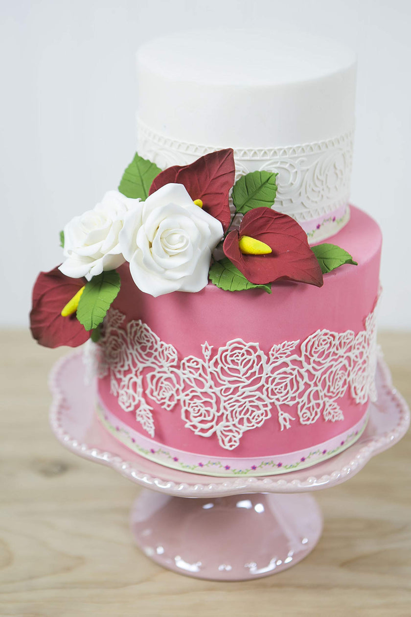 Shrub Rose Sugar Flowers for Cakes, by Global Sugar Art, Large, White
