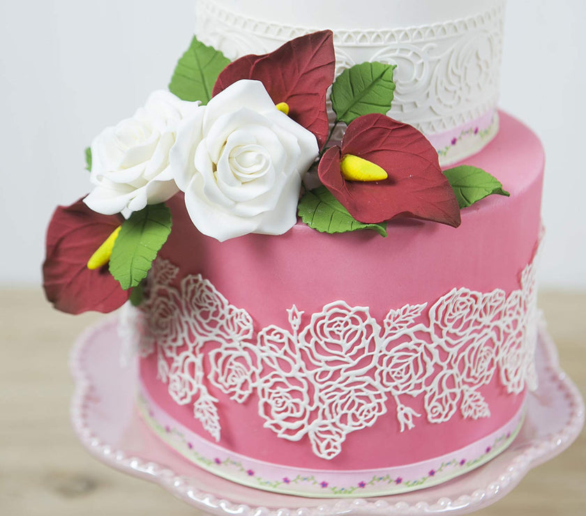 Shrub Rose Sugar Flowers for Cakes, by Global Sugar Art, Large, White