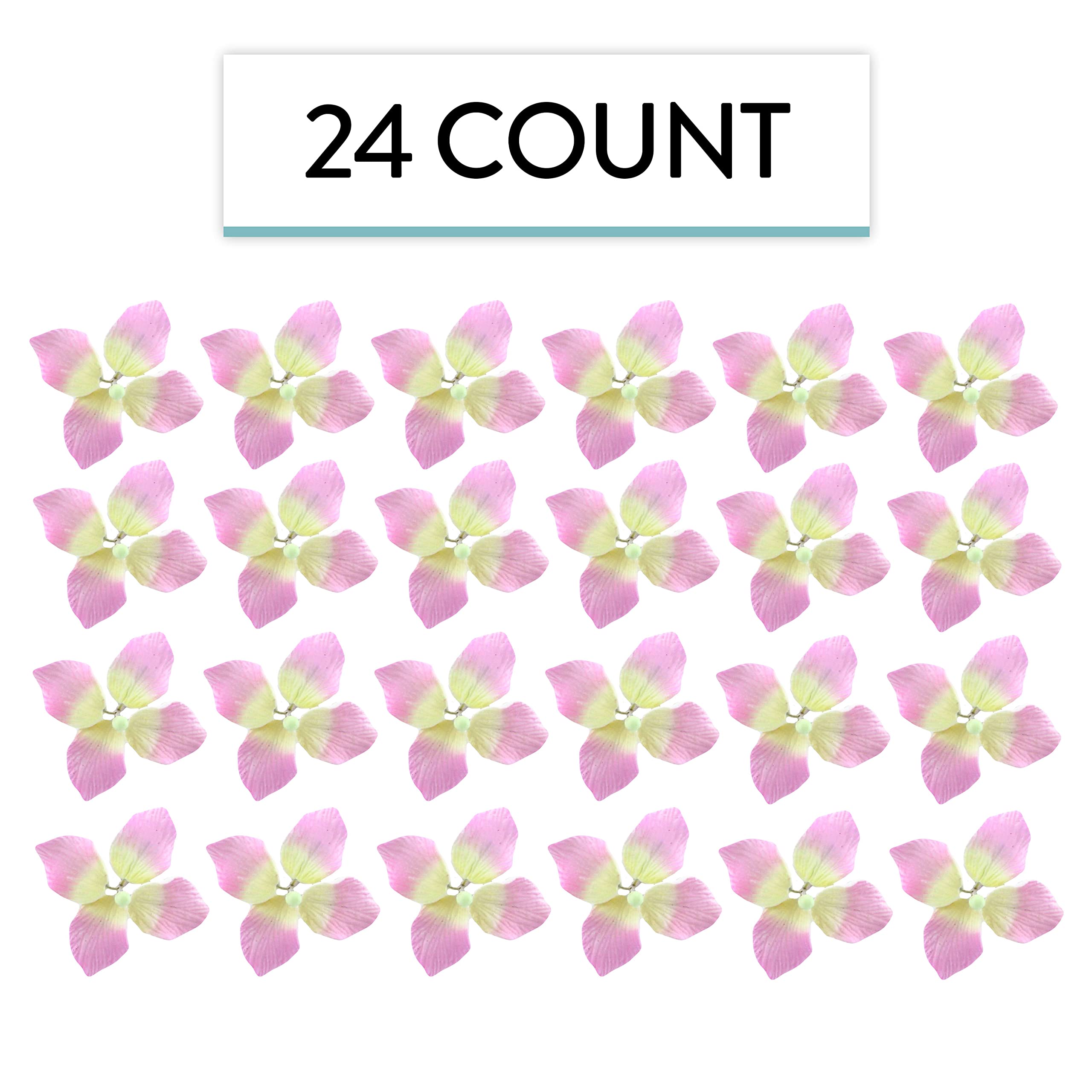Hydrangea Blossoms, Flat Sugar Flowers by Global Sugar Art, 24 Count Pink