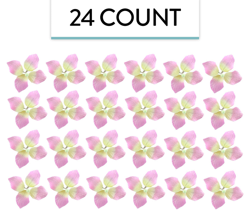Hydrangea Blossoms, Flat Sugar Flowers by Global Sugar Art, 24 Count Pink
