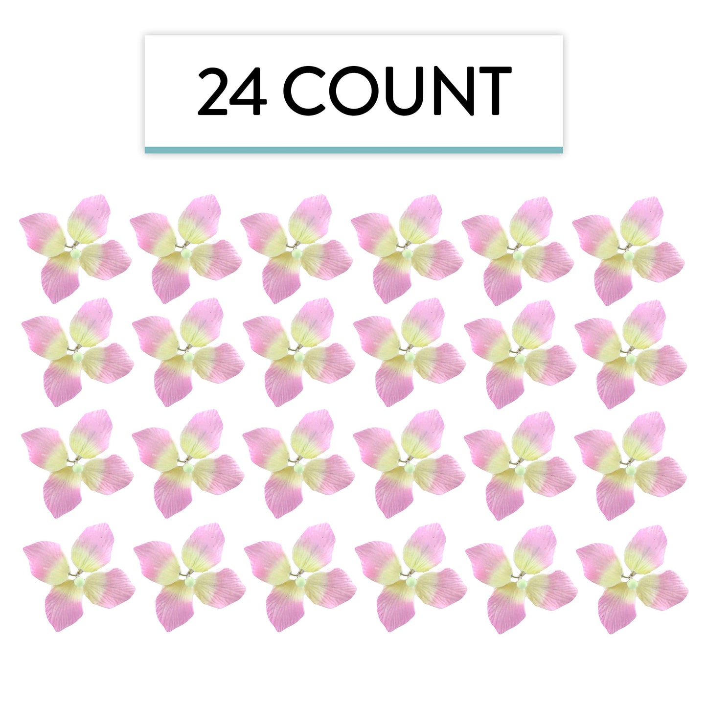 Pink Hydrangea Flowers, 1.5-inch, 24 Count