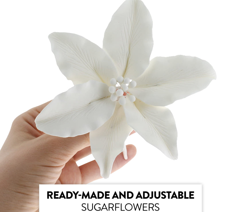 Easter Lily Sugar Flowers, Casablanca Lilies by Global Sugar Art, Extra Large, White, 3 Count