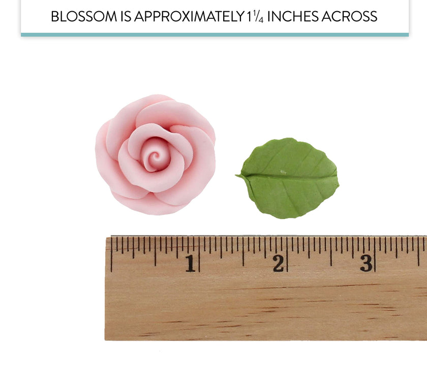 Premium Edible Roses with Leaves, Edible Sugar Cake & Cupcake Flower Kit, by Global Sugar Art, Pink