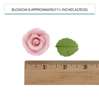 Premium Edible Roses with Leaves, Edible Sugar Cake & Cupcake Flower Kit, by Global Sugar Art, Pink