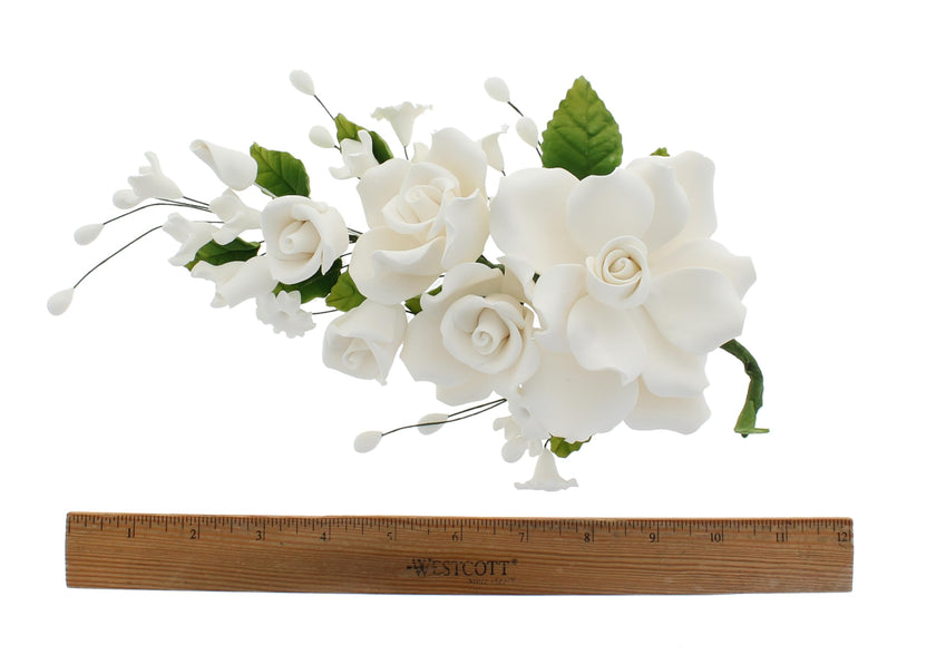 Wedding Cake Spray, Premium Rose Spray by Global Sugar Art, Large, White, 1 Count