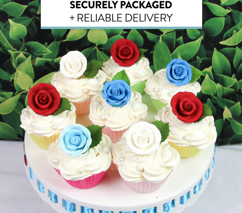 Premium Roses for Decorating Cakes and Cupcakes, by Global Sugar Art, Medium, Lavender Pink Yellow Peach