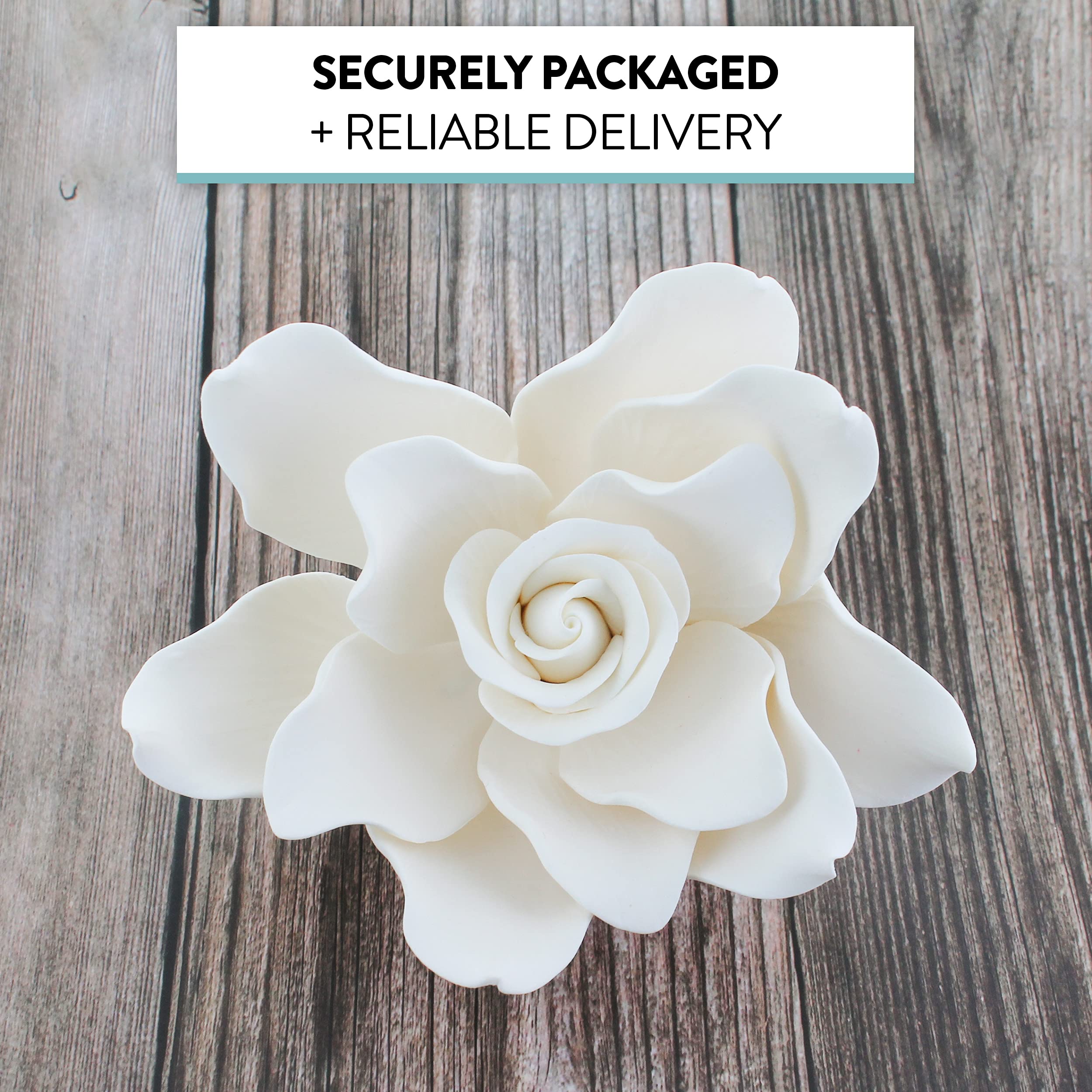 Gardenia Sugar Cake Flowers, White, 8 Count by Global Sugar Art