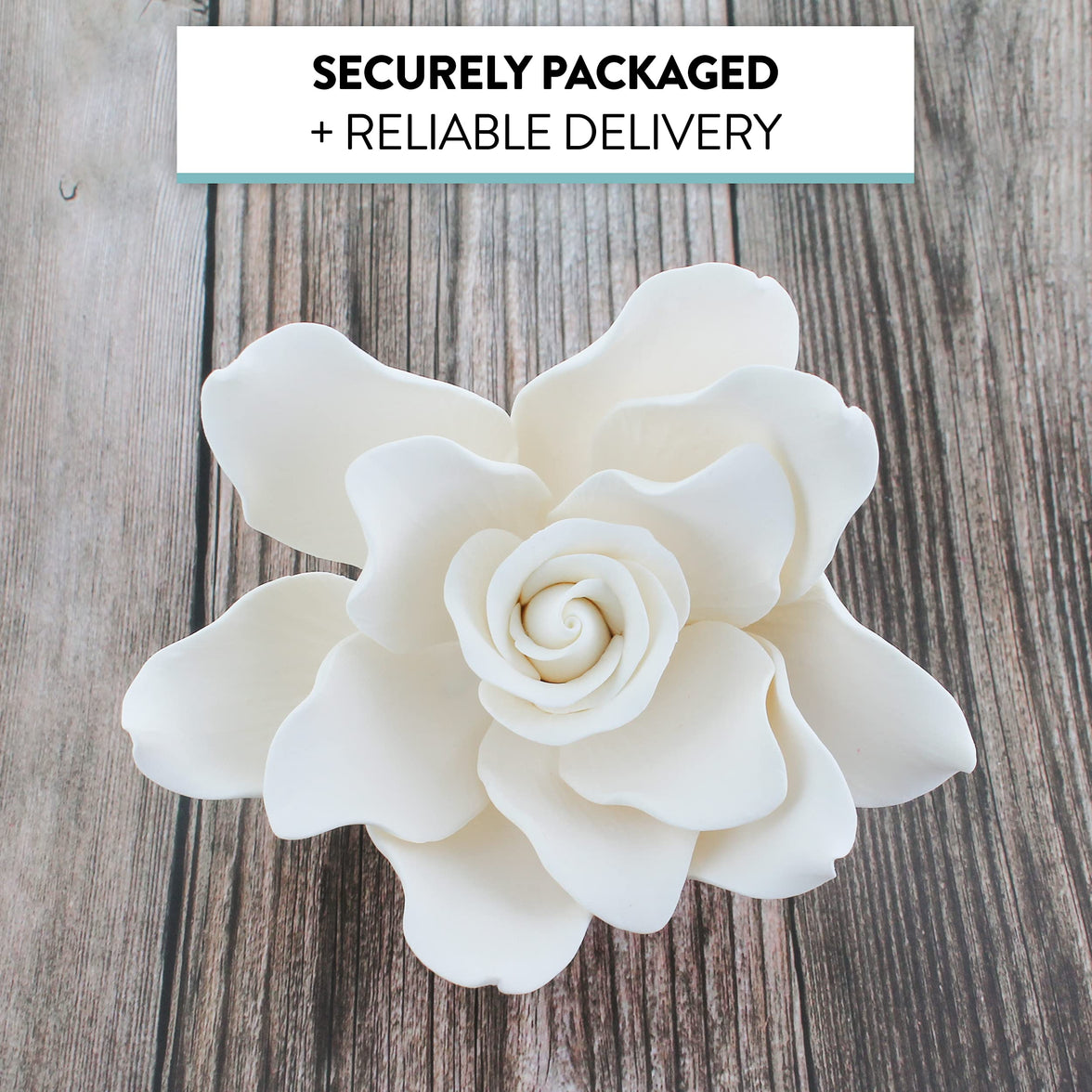 Gardenia Sugar Cake Flowers, White, 8 Count by Global Sugar Art