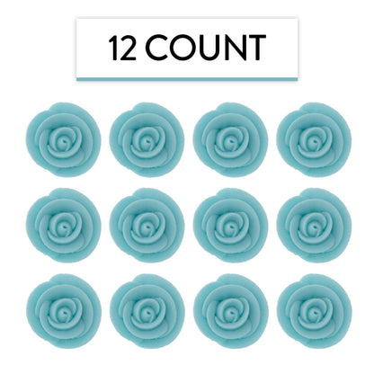 Light Blue Edible Roses, 1.5-inch, 12 Count