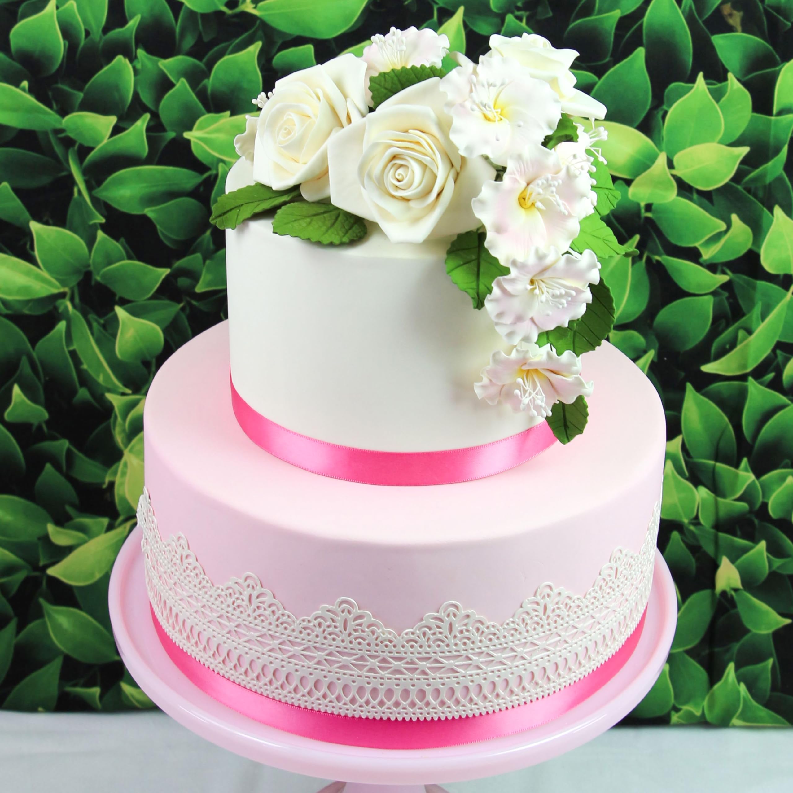 Peace Rose Sugar Flowers for Cake Decorating, by Global Sugar Art, Large, White