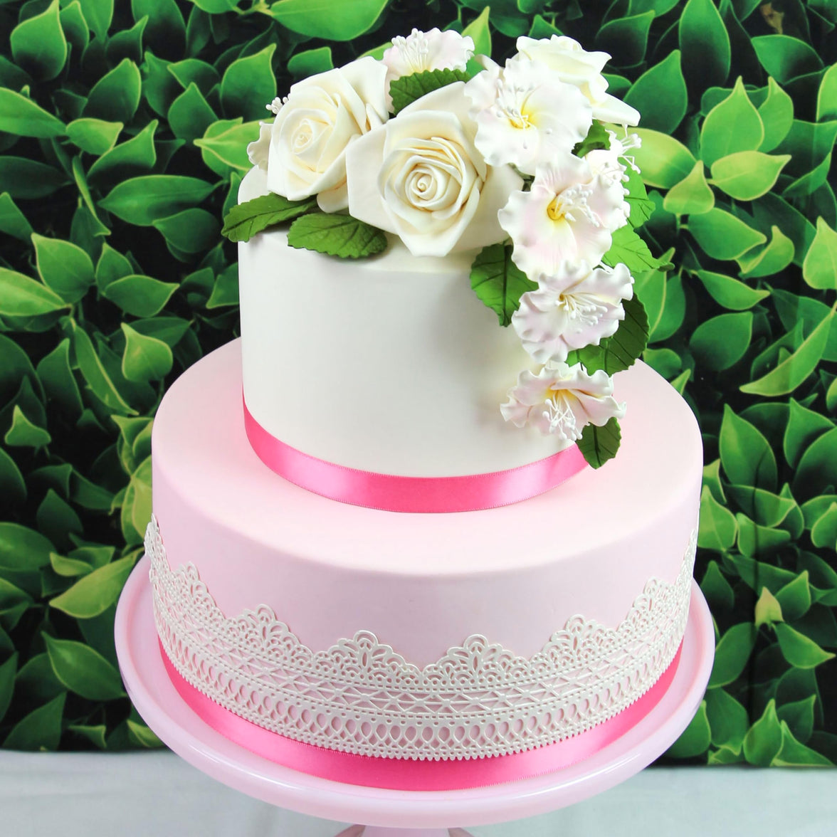 Peace Rose Sugar Flowers for Cake Decorating, by Global Sugar Art, Large, White