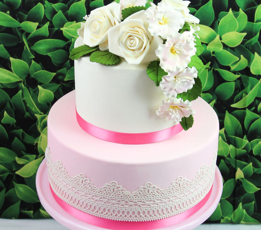 Peace Rose Sugar Flowers for Cake Decorating, by Global Sugar Art, Large, White