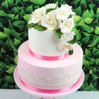 Peace Rose Sugar Flowers for Cake Decorating, by Global Sugar Art, Large, White