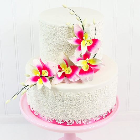 Pink and Yellow Double Orchid Spray