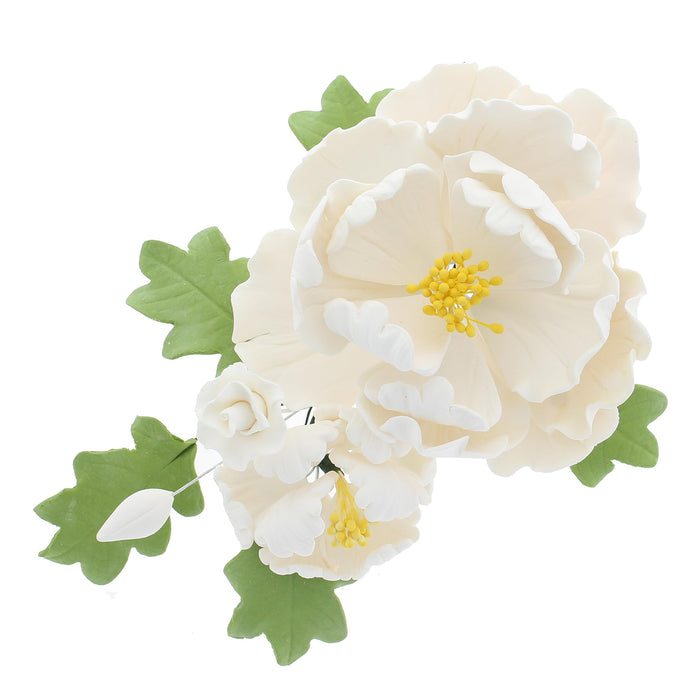 Premium Peony Sprays for Cake Decorating by Global Sugar Art, White Open