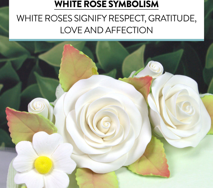 Rose and Blossom Set, Sugar Flowers for Cakes, by Global Sugar Art, White Roses and Blossoms