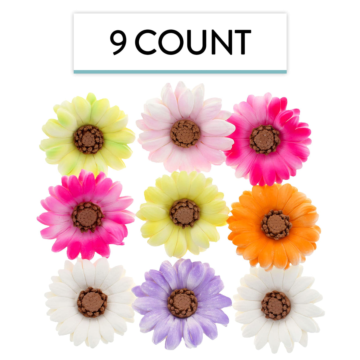 Global Sugar Art Summer Gerbera Daisy Sugar Cake Flowers Mixed Colors, 9 Count by Chef Alan Tetreault