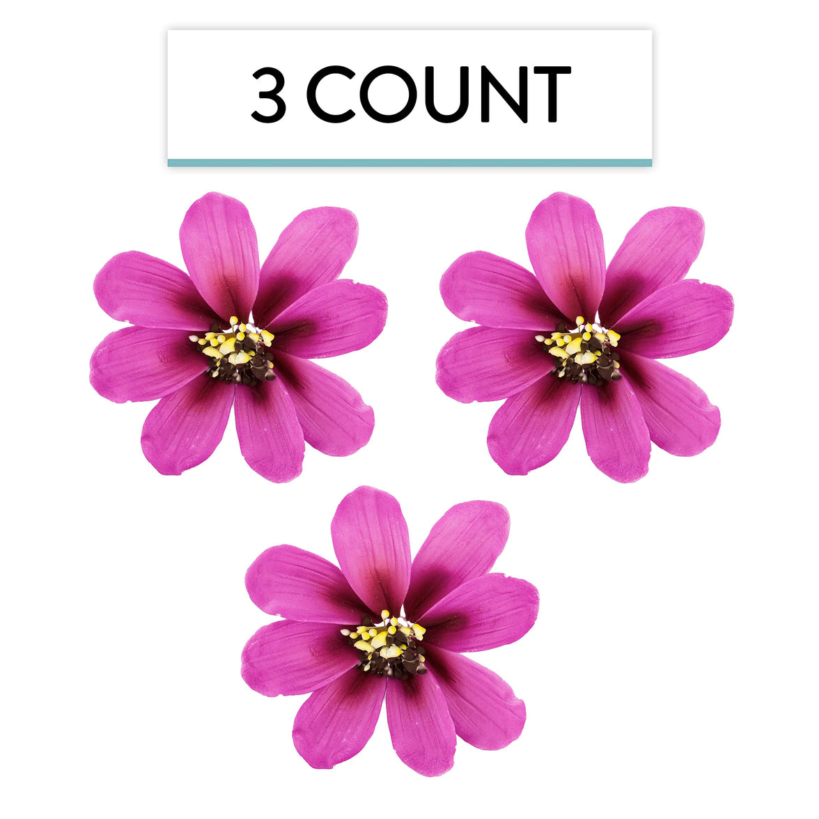 Global Sugar Art Cosmos Sugar Cake Flowers, Pink, Large, 3 Count by Chef Alan Tetreault