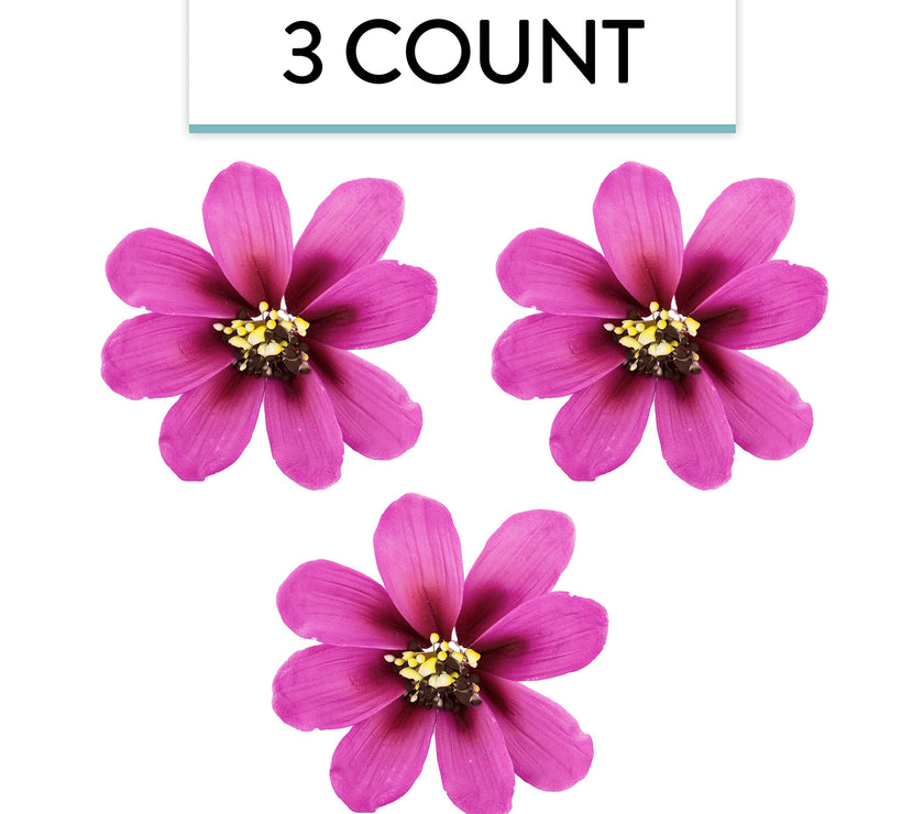 Global Sugar Art Cosmos Sugar Cake Flowers, Pink, Large, 3 Count by Chef Alan Tetreault
