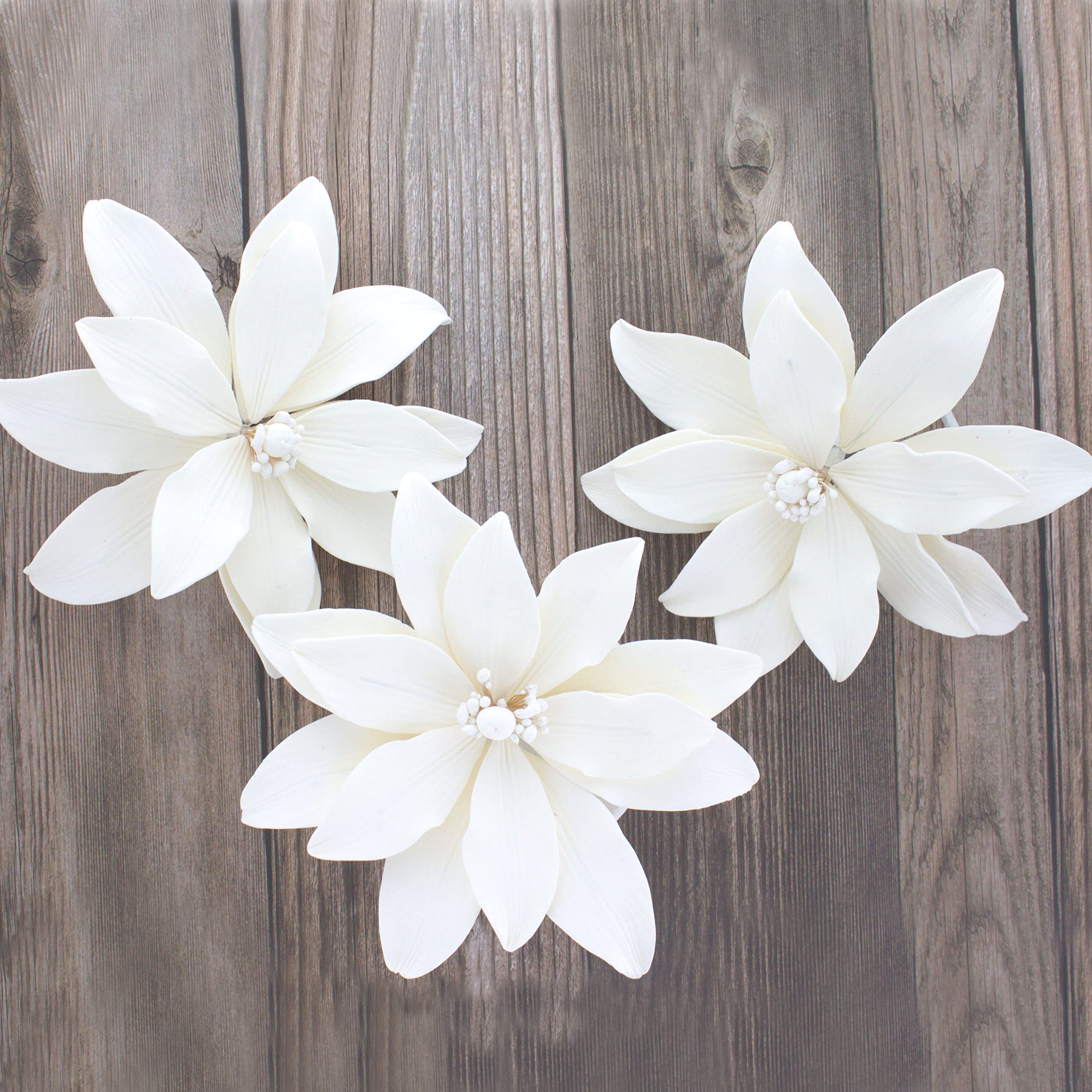 Tranquil Water Flowers, Decorative Sugar Cake Flowers by Global Sugar Art, 3 Count, White
