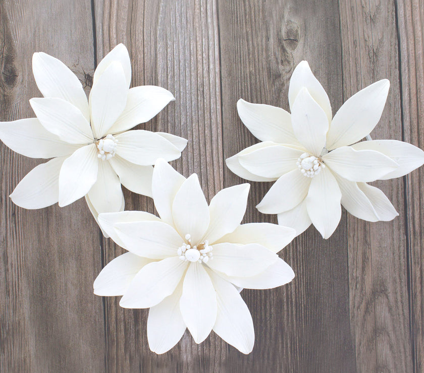 Tranquil Water Flowers, Decorative Sugar Cake Flowers by Global Sugar Art, 3 Count, White