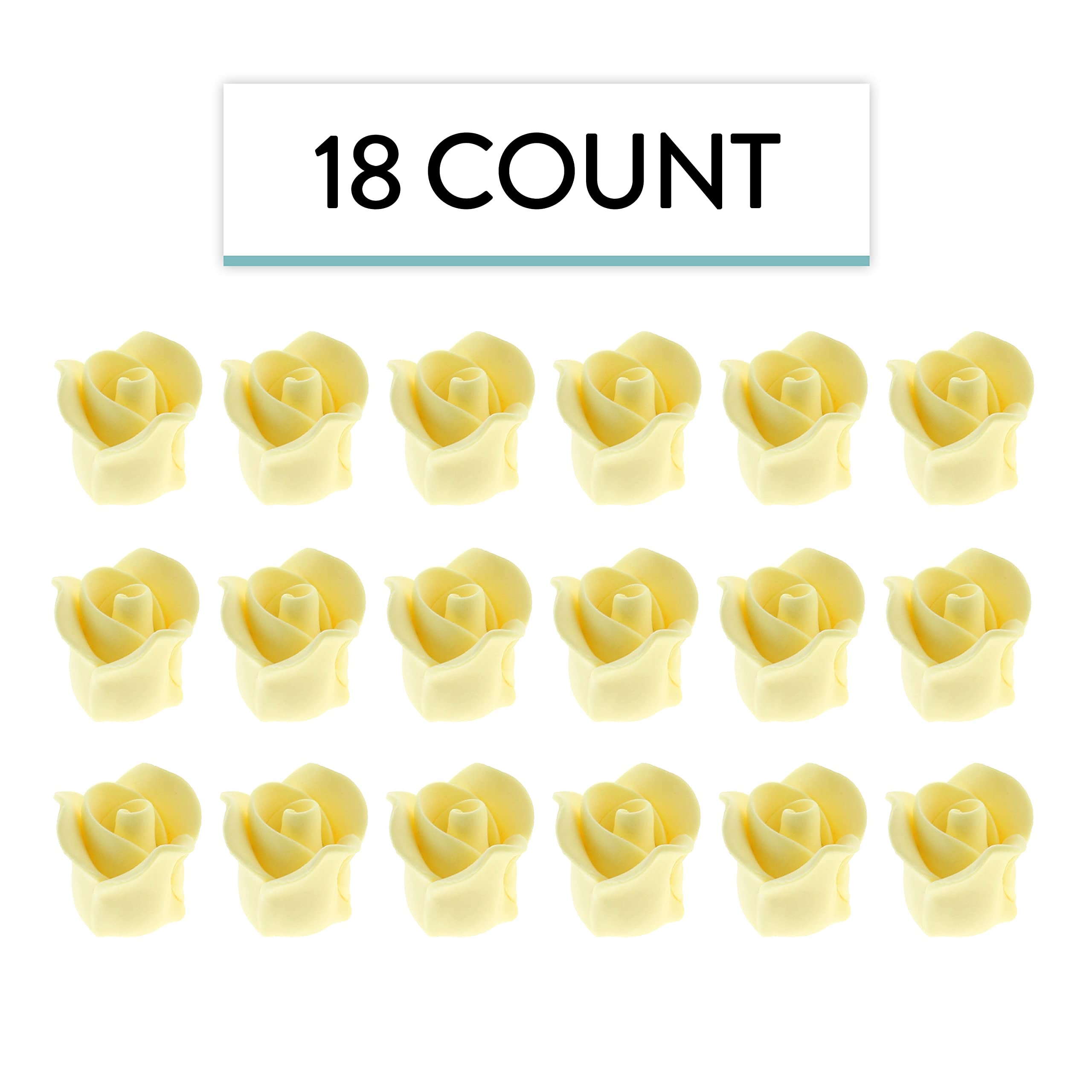 Tiny Rose Sugar Flowers, Edible Cupcake Toppers, Extra Small, by Global Sugar Art, Yellow