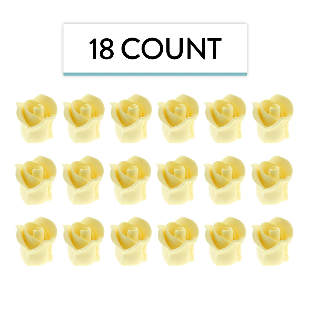 Tiny Rose Sugar Flowers, Edible Cupcake Toppers, Extra Small, by Global Sugar Art, Yellow