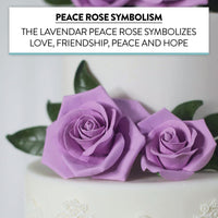 Peace Rose Sugar Flowers with Leaves, Cake Decorating Kit, by Global Sugar Art, Medium, Lavender