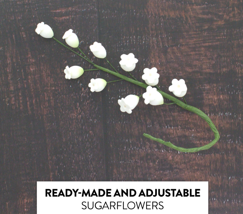 Lily of the Valley Sugar Cake Flowers, Filler Spray by Global Sugar Art, White, 5 Count