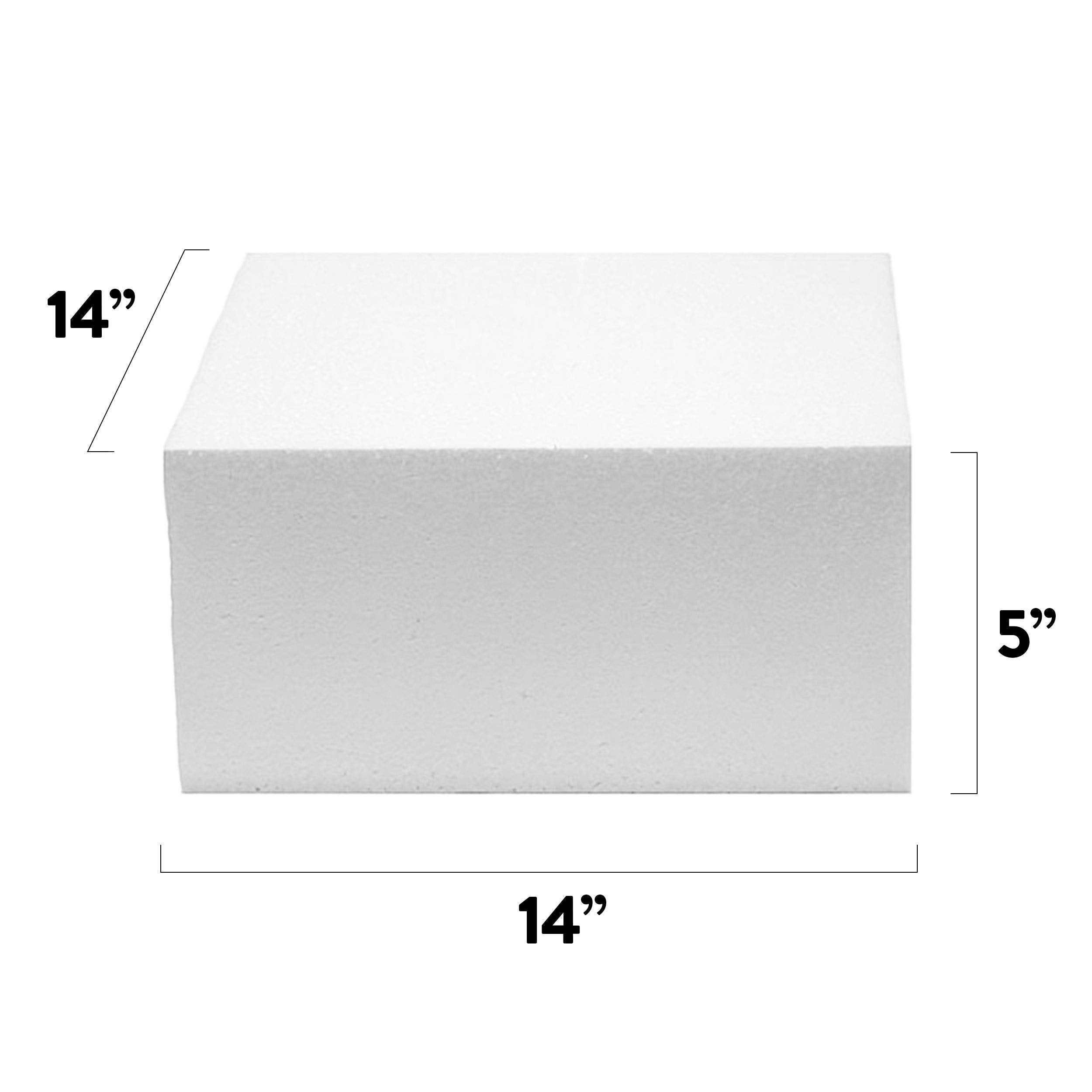 14x14 Inch Square Cake Dummy – Styrofoam Fake Cake for Decorating, Display & Practice, by Global Sugar Art