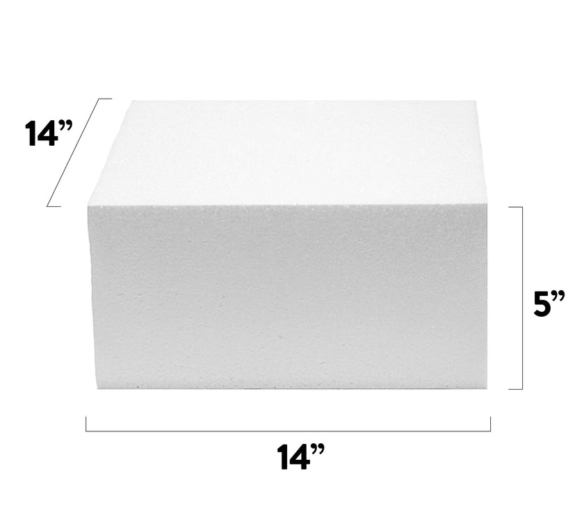 14x14 Inch Square Cake Dummy – Styrofoam Fake Cake for Decorating, Display & Practice, by Global Sugar Art