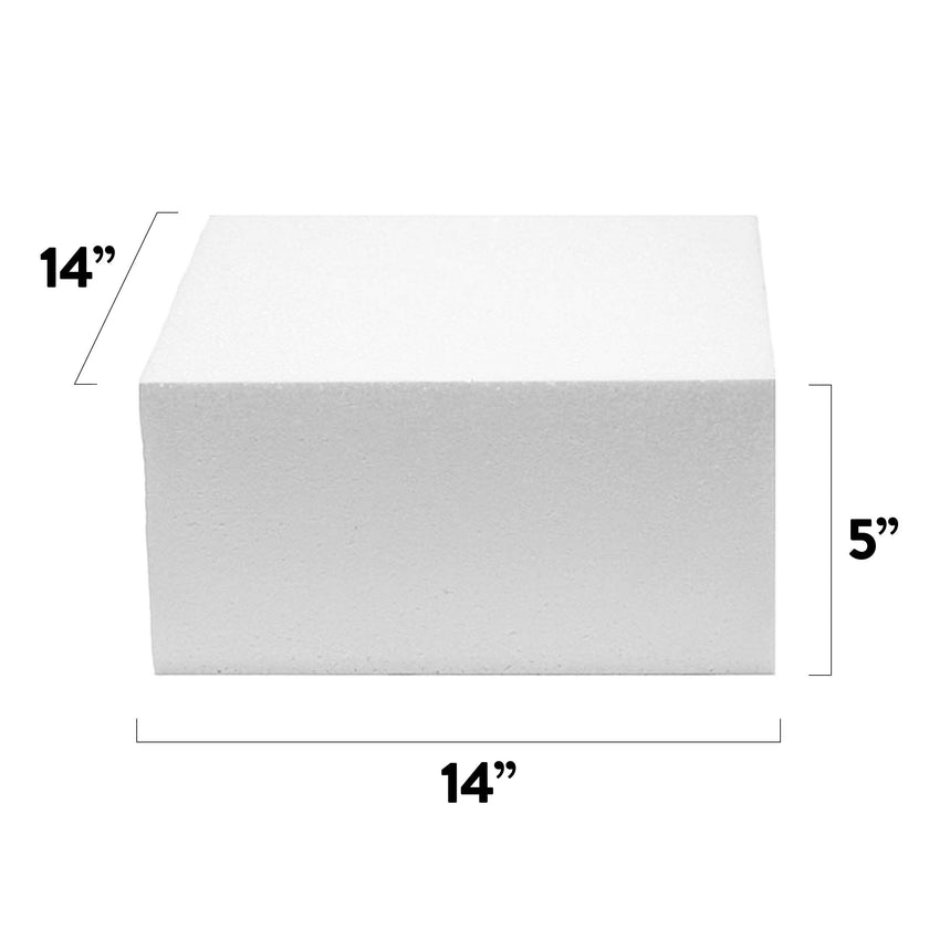 14x14 Inch Square Cake Dummy – Styrofoam Fake Cake for Decorating, Display & Practice, by Global Sugar Art