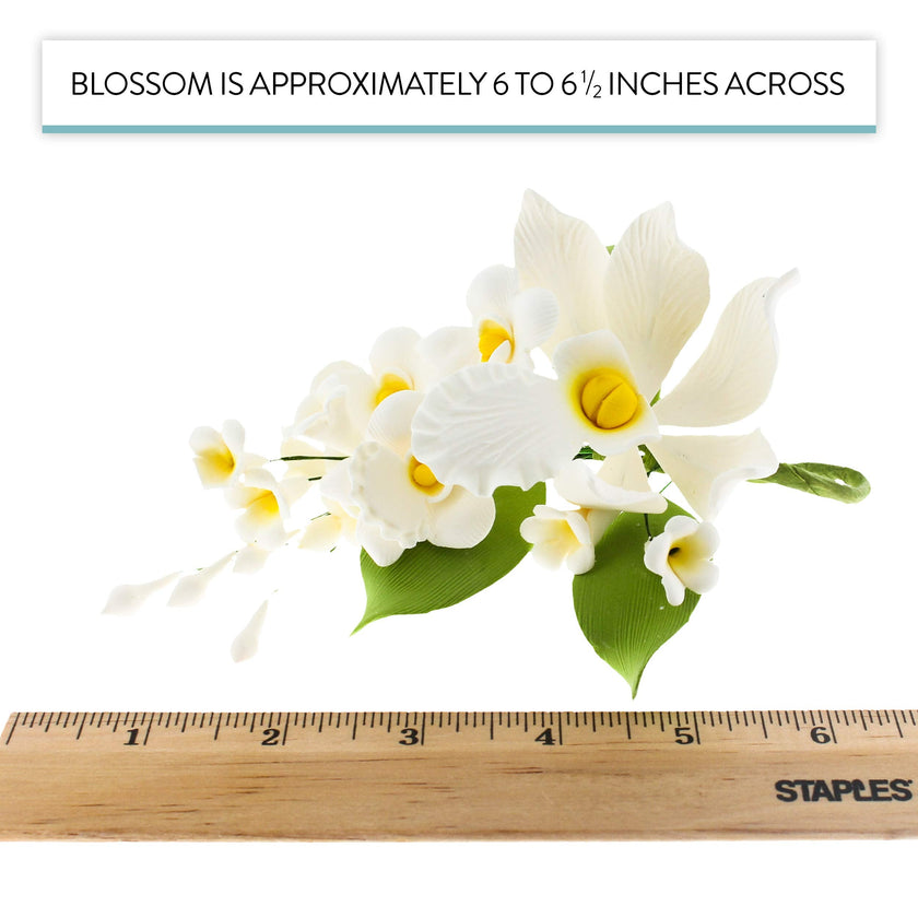 Orchid Sugar Cake Flower Sprays, White Cymbidium Orchid Spray, by Global Sugar Art