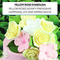 Peace Rose Sugar Flowers with Leaves, Cake Decorating Kit, by Global Sugar Art, Medium, Yellow