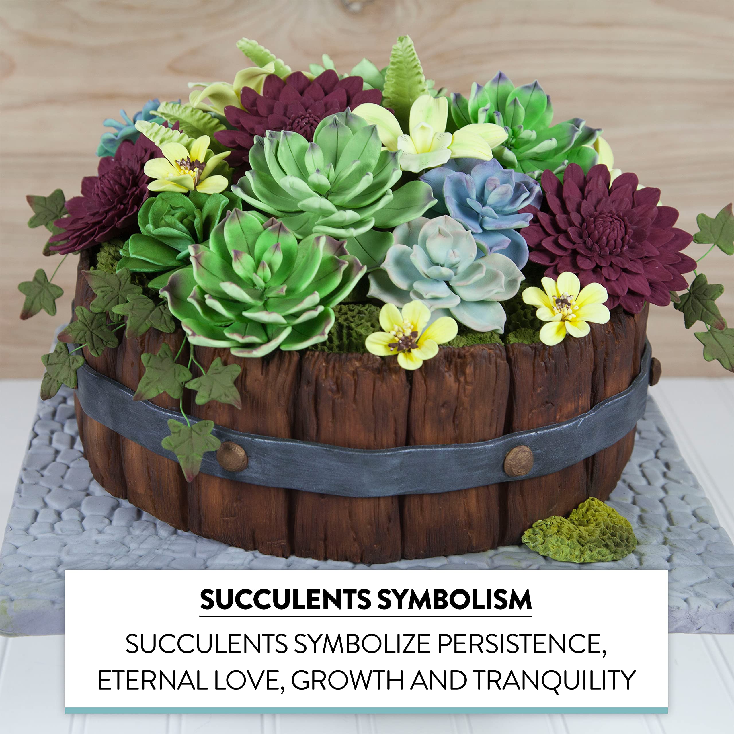 Global Sugart Art Succulents Parva Assortment Sugar Cake Flowers, 3 Count by Chef Alan Tetreault