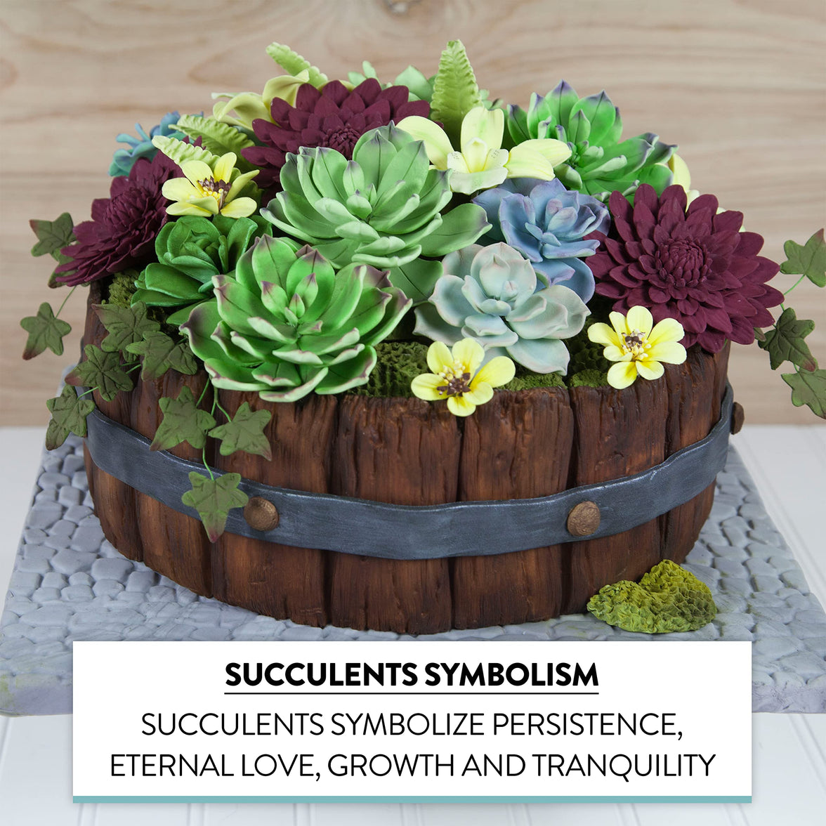 Global Sugart Art Succulents Parva Assortment Sugar Cake Flowers, 3 Count by Chef Alan Tetreault