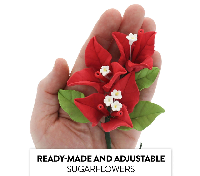 Bougainvillea Sugar Cake Flowers, Tropical Cake Decorations, by Global Sugar Art, Red