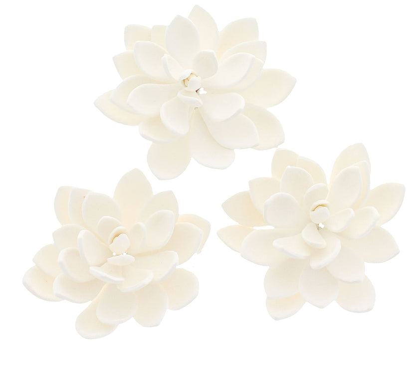 Global Sugar Art Succulent Opalina Sugar Cake Flowers White with Wire, 3 Count by Chef Alan Tetreault