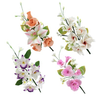 Assorted Sugar Cake Flower Sprays, Large Orchid & Rose Assortment, by Global Sugar Art, 4 Count