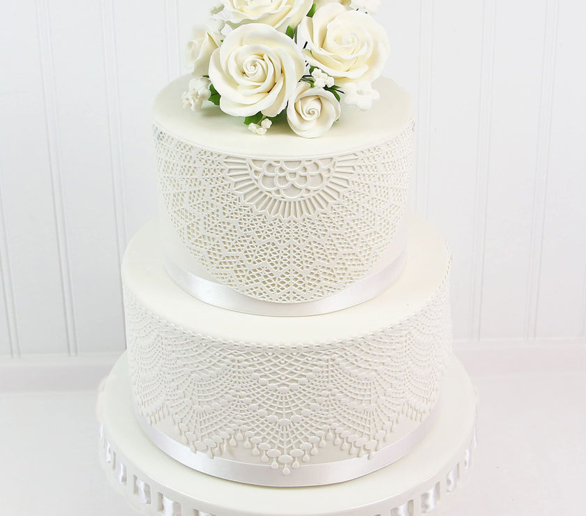 Rose Bouquet Cake Decoration, Elegant Garden Rose Cake Topper, by Global Sugar Art, White