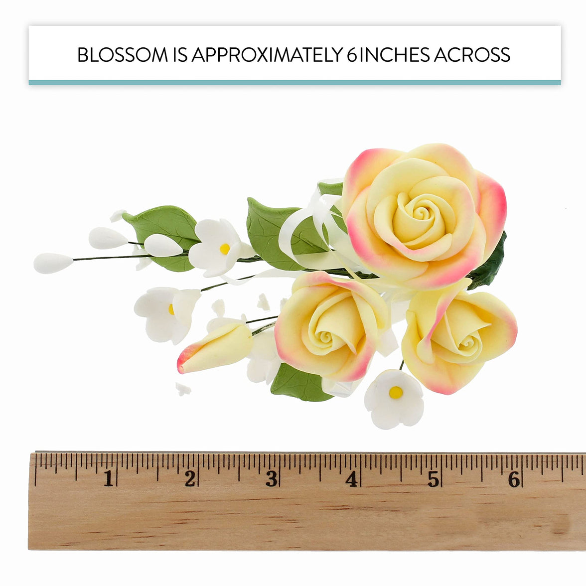 Petite Rose Spray, Sugar Flower Spray for Cakes, by Global Sugar Art, Yellow 3 Count