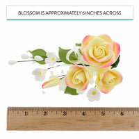 Petite Rose Spray, Sugar Flower Spray for Cakes, by Global Sugar Art, Yellow 3 Count