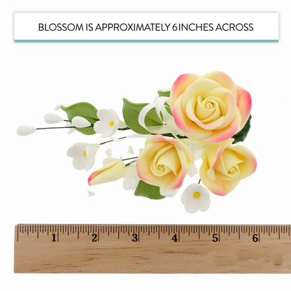 Yellow Petite Rose Spray with Ribbon, 2 Count