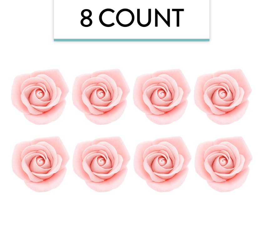 Peace Rose Sugar Flowers for Cake Decorating, by Global Sugar Art, Medium, Pink