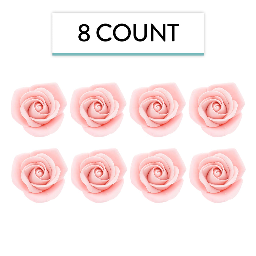 Peace Rose Sugar Flowers for Cake Decorating, by Global Sugar Art, Medium, Pink